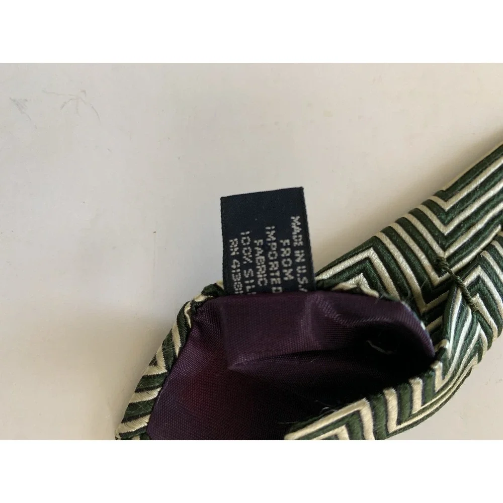 Vintage Polo Ralph Lauren Silk Tie Black/Gold Chevron Geometric USA 58